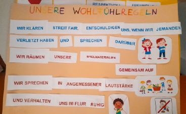 Plakat mit den Wohlfühlregeln der KoGa-Kinder