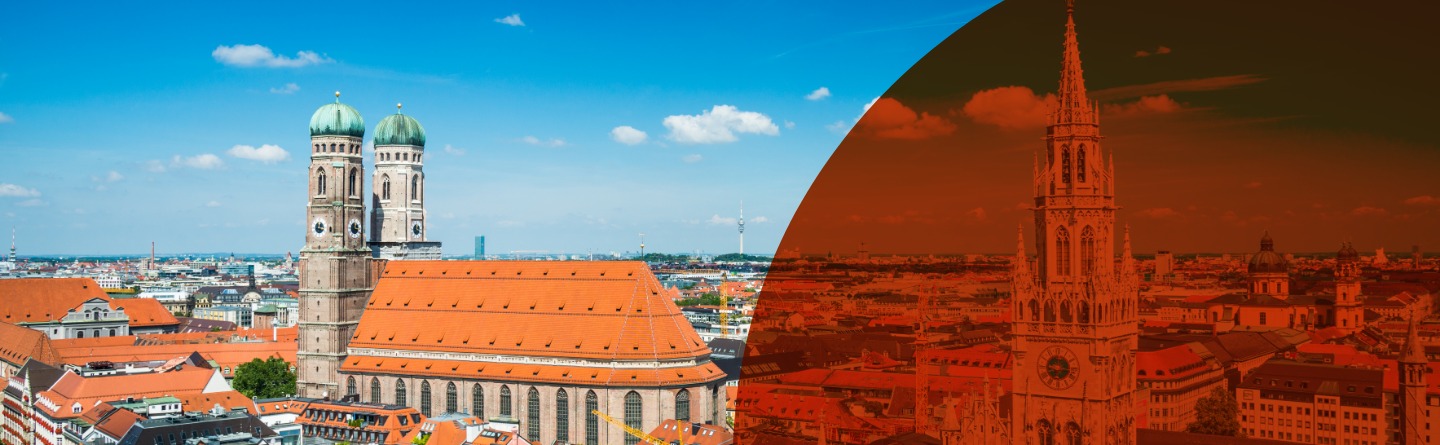 Header Desk: Skyline von München im Sommer